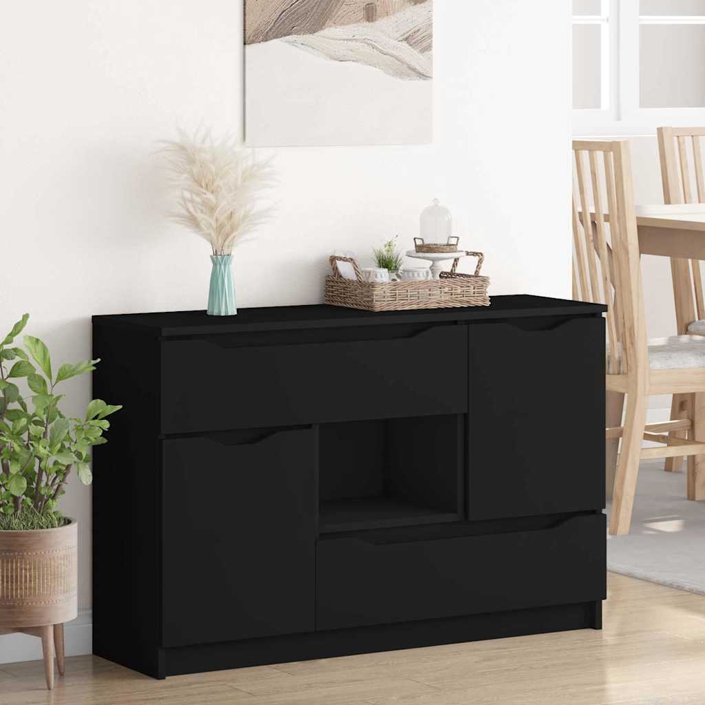 Sideboard med skuffe Sort 100 x 30 x 65,6 Konstrueret træ