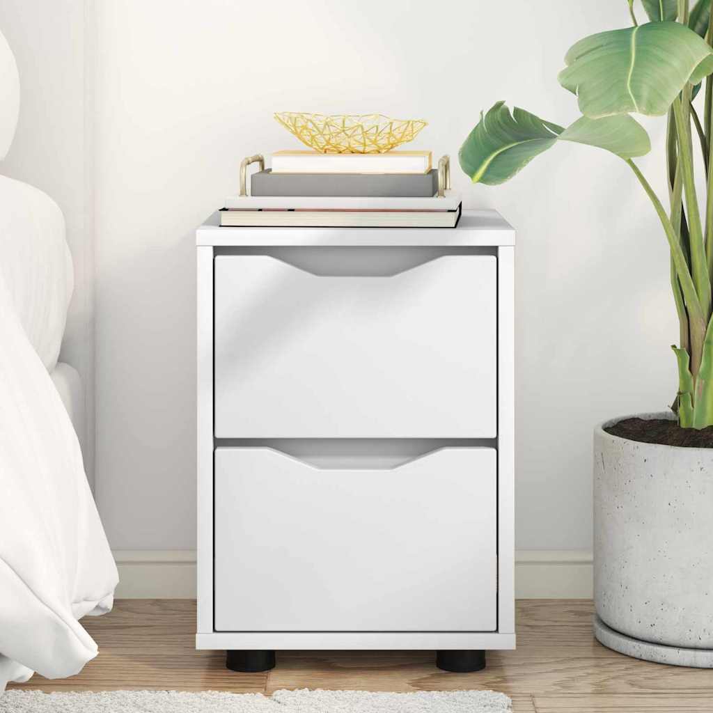 Sengebord med skuffe Hvid 30,5 x 30 x 43 cm Konstrueret træ