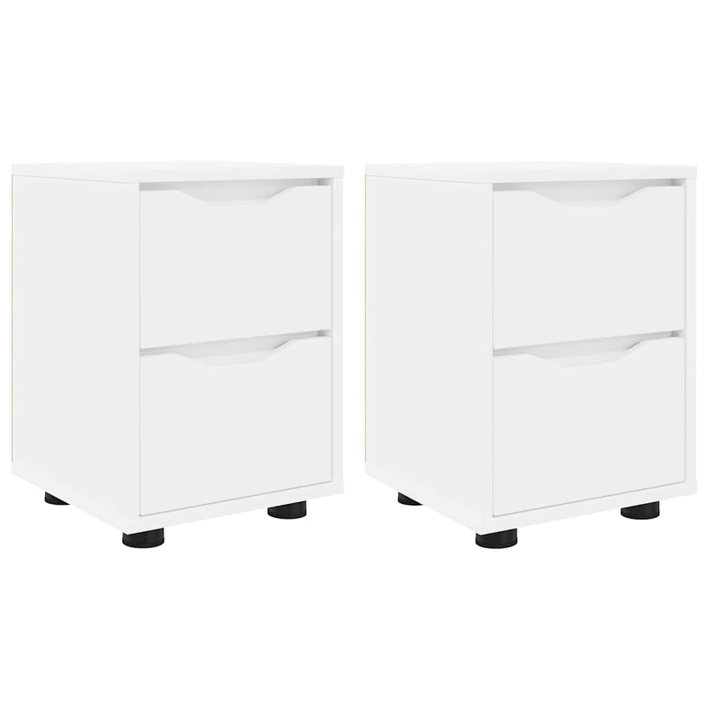 Sengeborde 2 pcs Hvid 30,5 x 30 x 43 cm Konstrueret træ