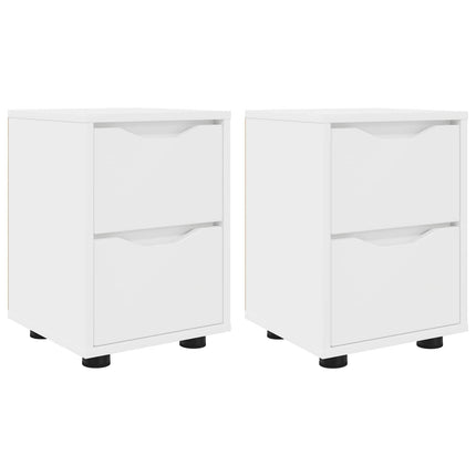 Sengeborde 2 stk. Hvid 30,5 x 30 x 43 cm Konstrueret træ