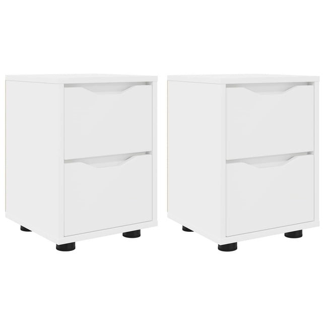 Sengeborde 2 stk. Hvid 30,5 x 30 x 43 cm Konstrueret træ