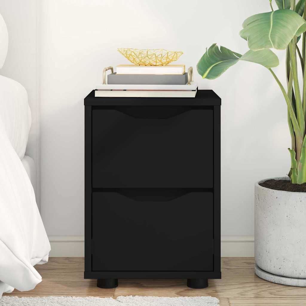 Sengebord med skuffe Sort 30,5 x 30 x 43 cm Konstrueret træ