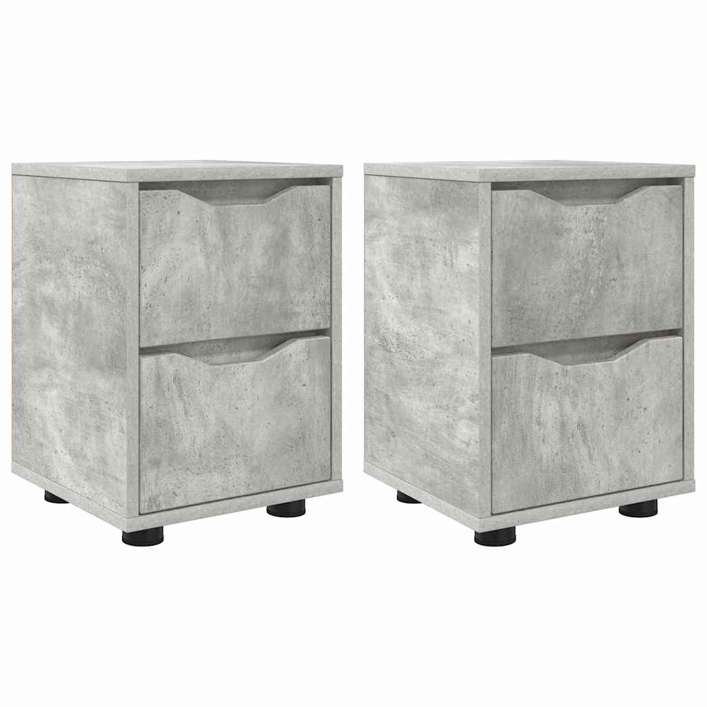 Sengeborde 2 pcs Beton Grå 30,5 x 30 x 43 cm Konstrueret træ