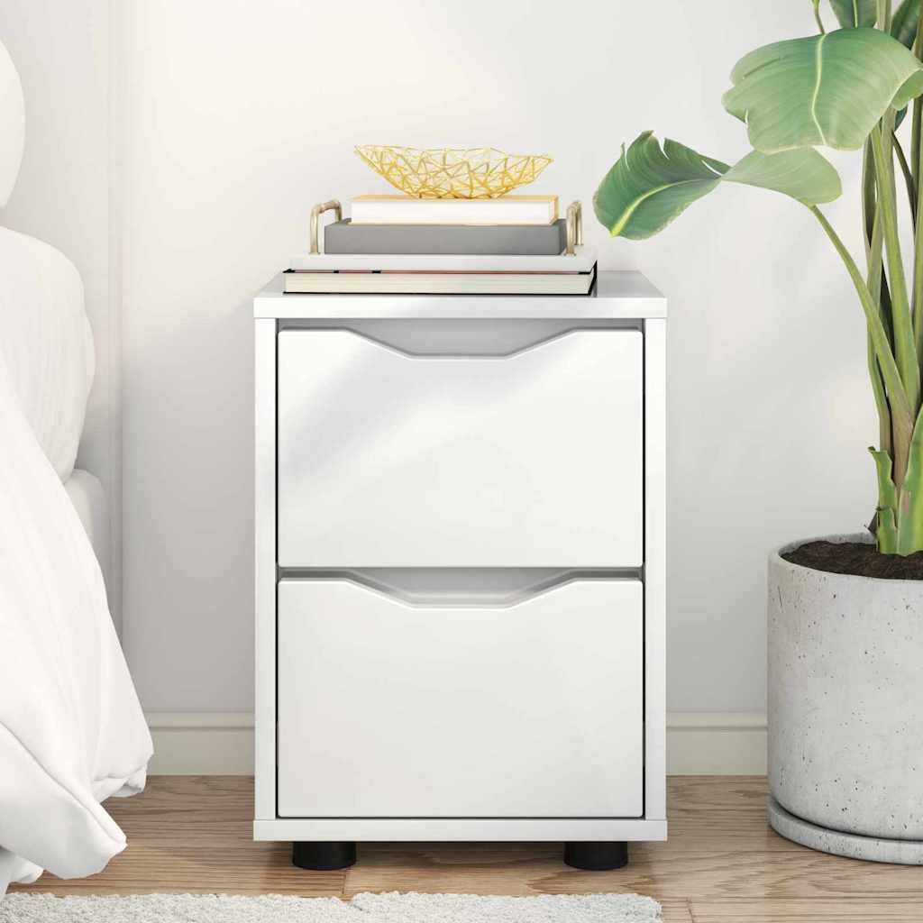 Sengebord Høj gloss hvid 30,5 x 30 x 43 cm Konstrueret træ