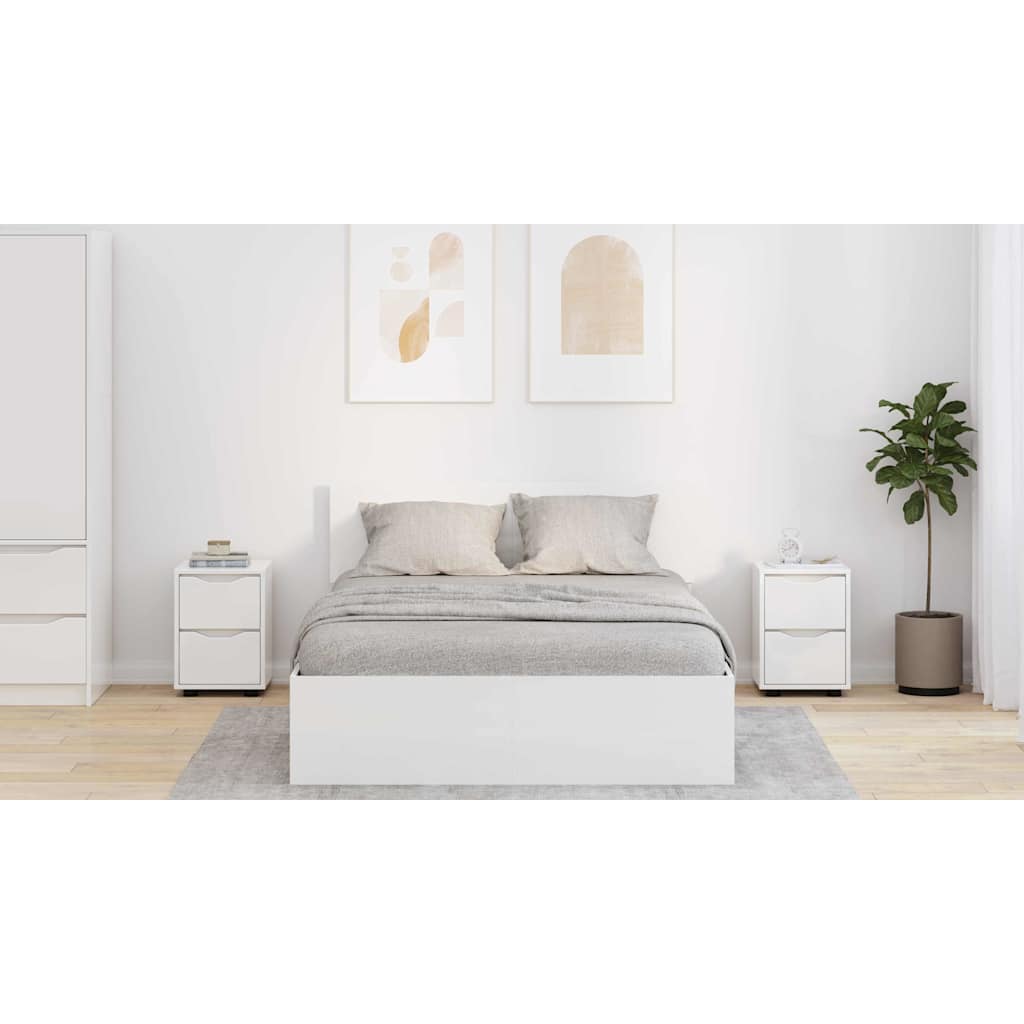 Sengeborde med skuffe 2 pcs Høj gloss hvid 30,5 x 30 x 43 cm
