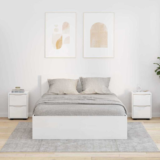 Sengeborde 2 stk. Høj gloss hvid 30,5 x 30 x 43 cm