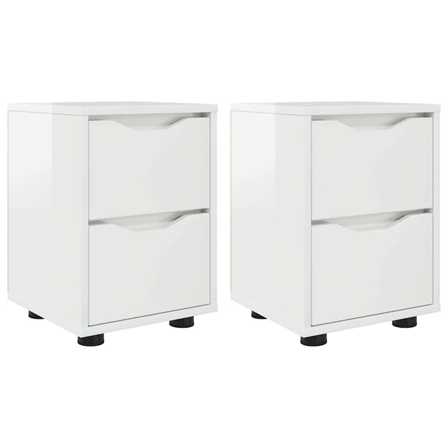 Sengeborde 2 stk. Høj gloss hvid 30,5 x 30 x 43 cm