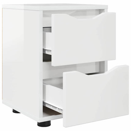 Sengeborde 2 stk. Høj gloss hvid 30,5 x 30 x 43 cm