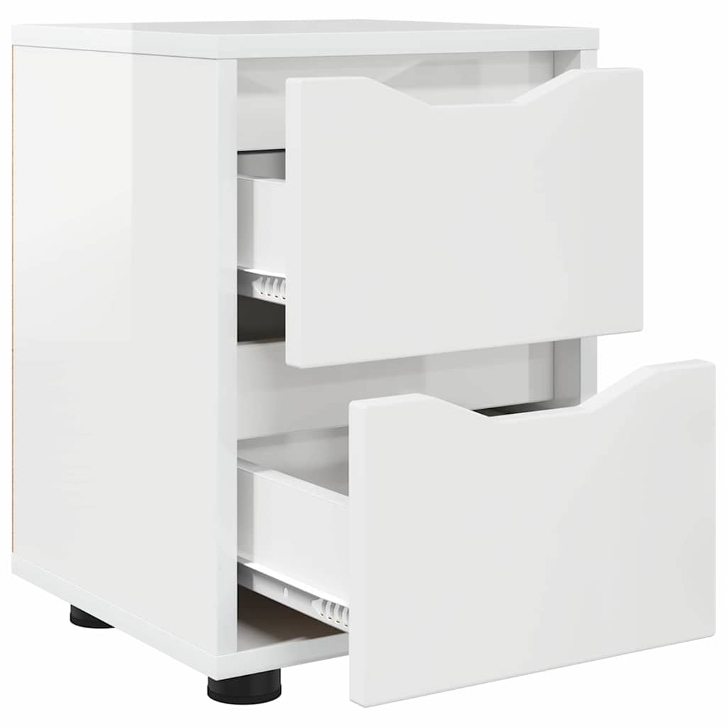 Sengeborde med skuffe 2 pcs Høj gloss hvid 30,5 x 30 x 43 cm
