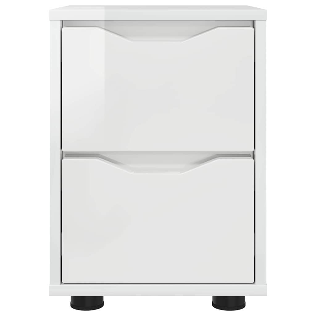 Sengeborde med skuffe 2 pcs Høj gloss hvid 30,5 x 30 x 43 cm
