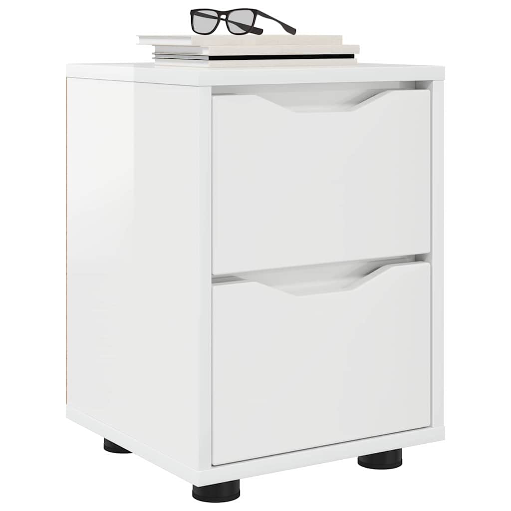 Sengeborde med skuffe 2 pcs Høj gloss hvid 30,5 x 30 x 43 cm