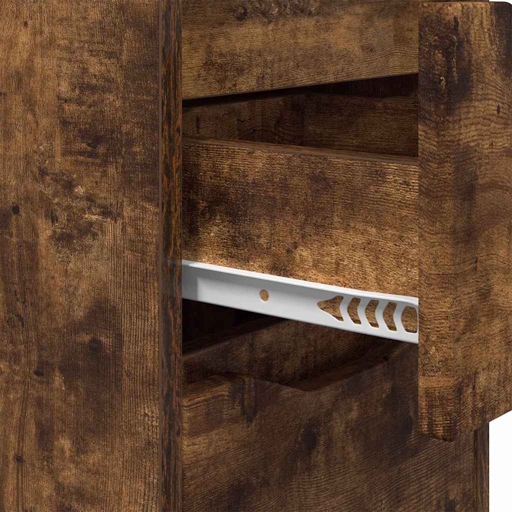 Sengeborde 2 pcs Røget eg 30,5 x 30 x 43 cm Konstrueret træ