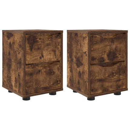 Sengeborde 2 stk. Røget eg 30,5 x 30 x 43 cm Konstrueret træ