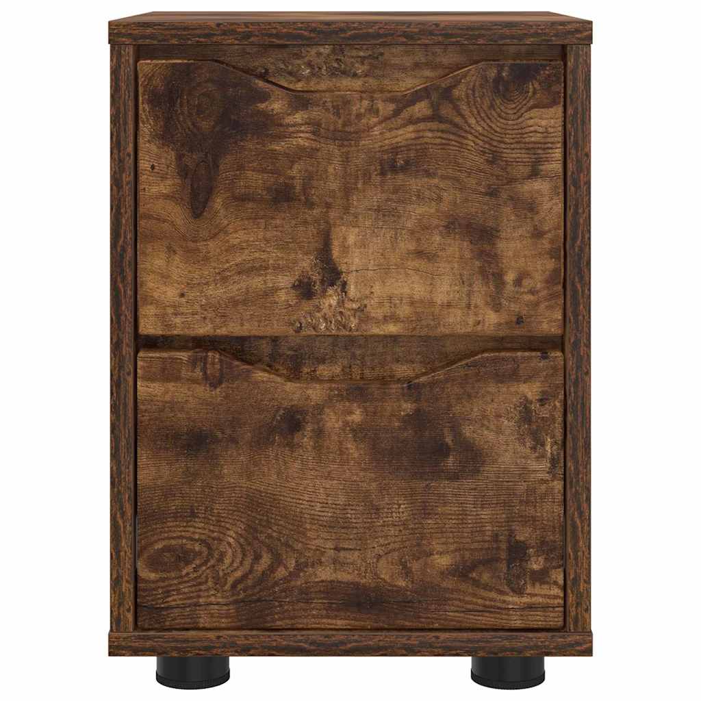 Sengeborde 2 pcs Røget eg 30,5 x 30 x 43 cm Konstrueret træ