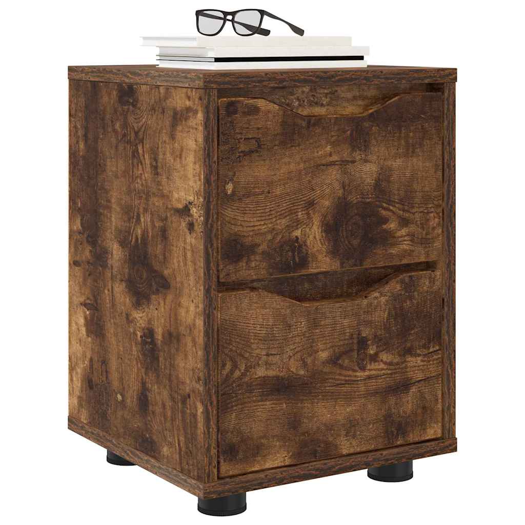 Sengeborde 2 pcs Røget eg 30,5 x 30 x 43 cm Konstrueret træ