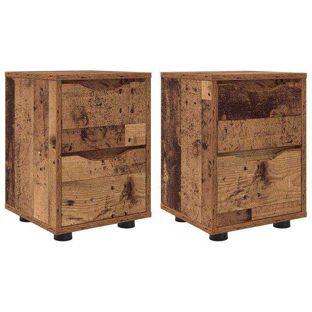 Sengeborde 2 stk. Gammelt træ 30,5 x 30 x 43 cm Konstrueret træ