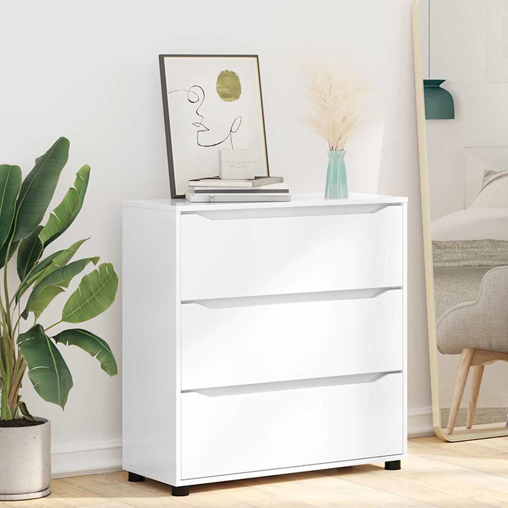 Opbevaringsskab Høj gloss hvid 80 x 31 x 81 cm Konstrueret træ