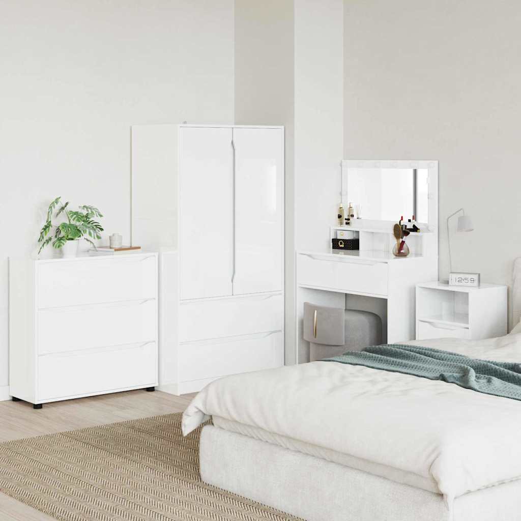 Opbevaringsskab Høj gloss hvid 80 x 31 x 81 cm Konstrueret træ