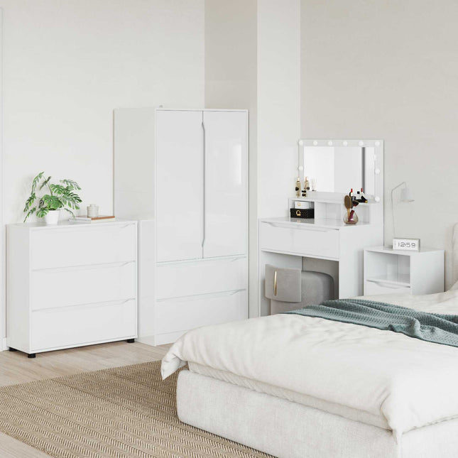 Opbevaringsskab Høj gloss hvid 80 x 31 x 81 cm Konstrueret træ