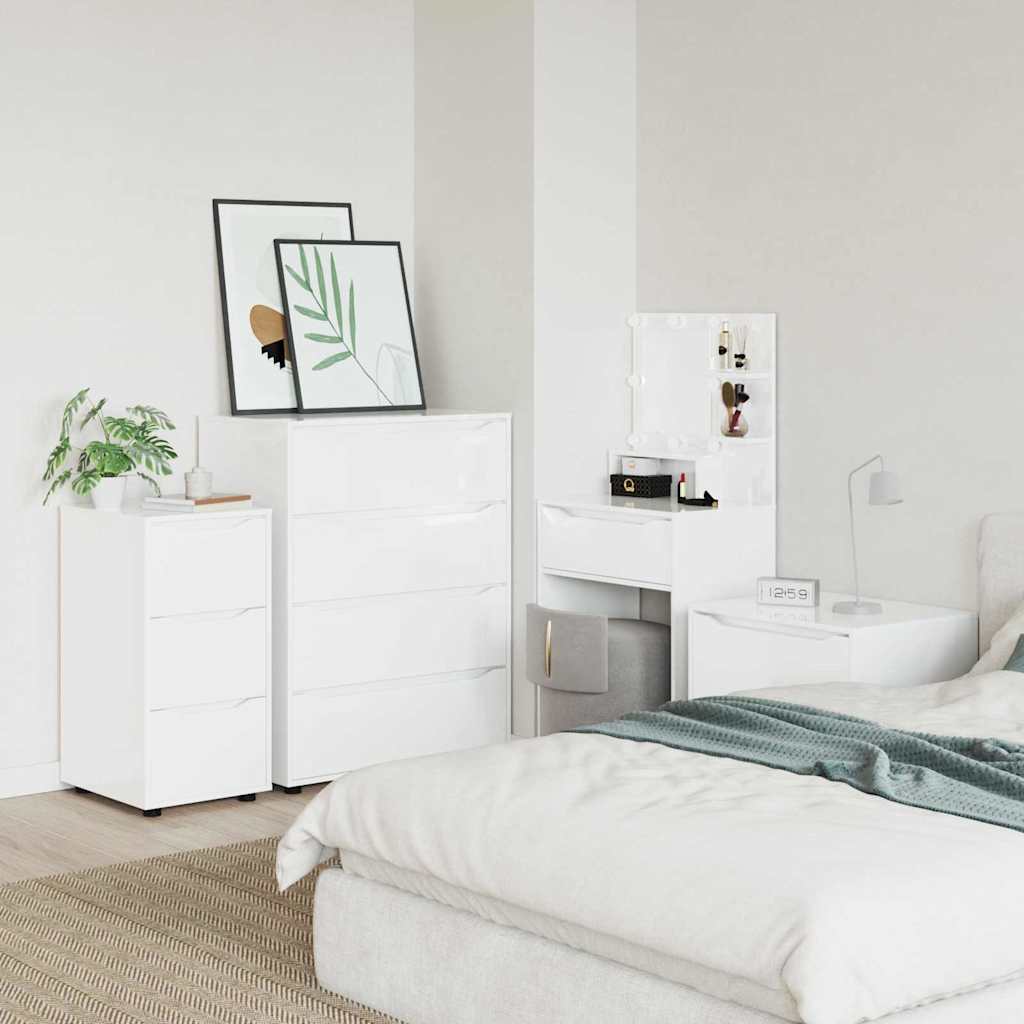 Opbevaringsskab Høj gloss hvid 40 x 48 x 81 cm Konstrueret træ