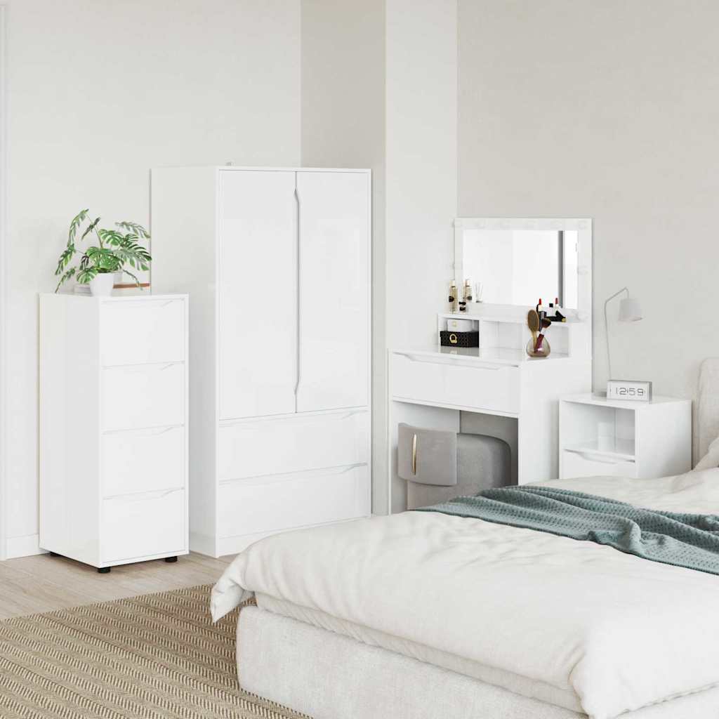 Opbevaringsskab Høj gloss hvid 40 x 48 x 105 cm Konstrueret træ
