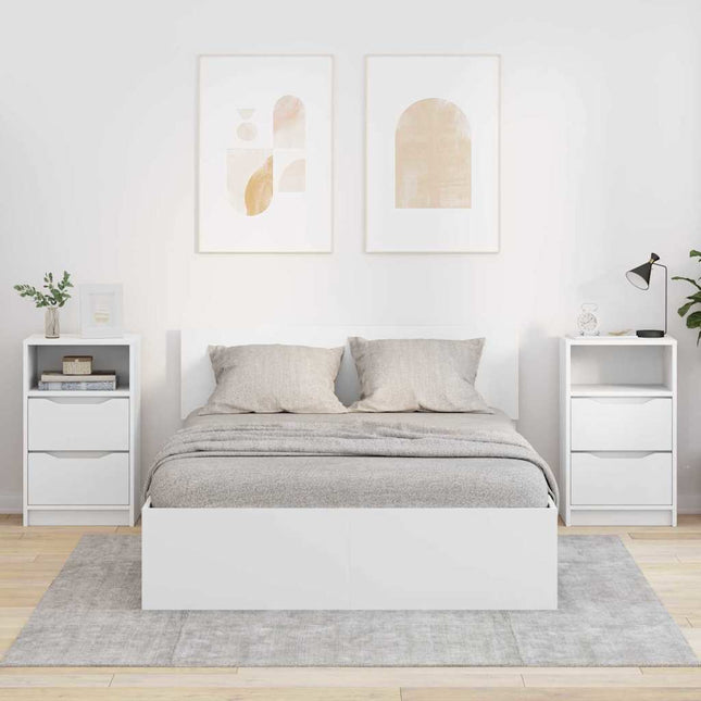 Sengeborde 2 stk. Hvid 40 x 30 x 467 cm Konstrueret træ