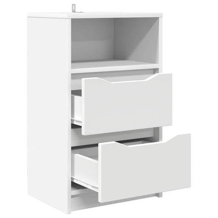 Sengeborde 2 stk. Hvid 40 x 30 x 67 cm Konstrueret træ