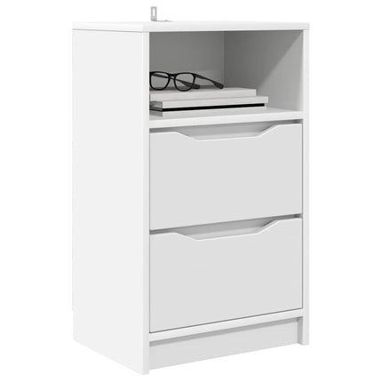 Sengeborde 2 stk. Hvid 40 x 30 x 67 cm Konstrueret træ