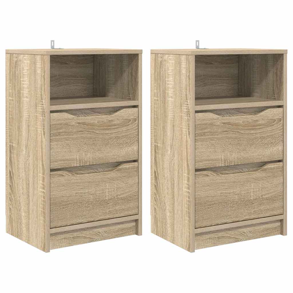 Sengeborde 2 pcs Sonoma eg 40 x 30 x 467 cm Konstrueret træ