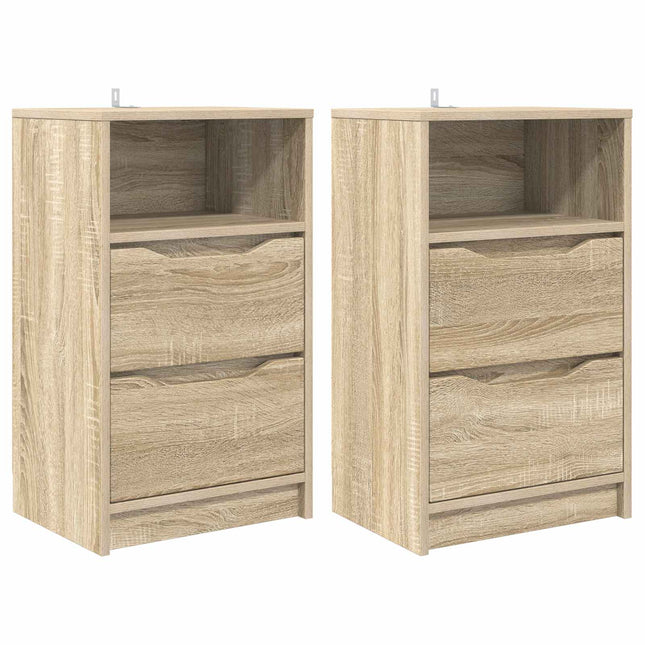 Sengeborde 2 stk. Sonoma eg 40 x 30 x 467 cm Konstrueret træ