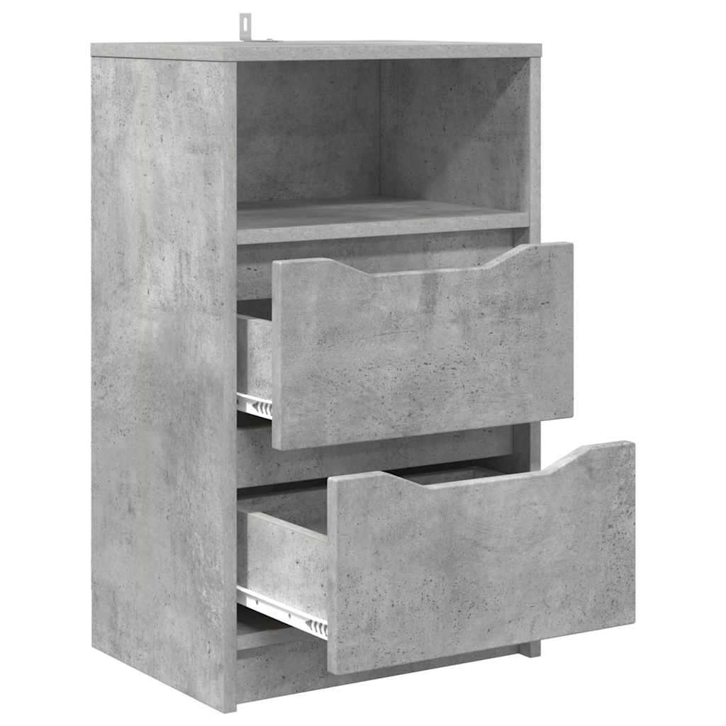 Sengeborde 2 pcs Beton Grå 40 x 30 x 467 cm Konstrueret træ