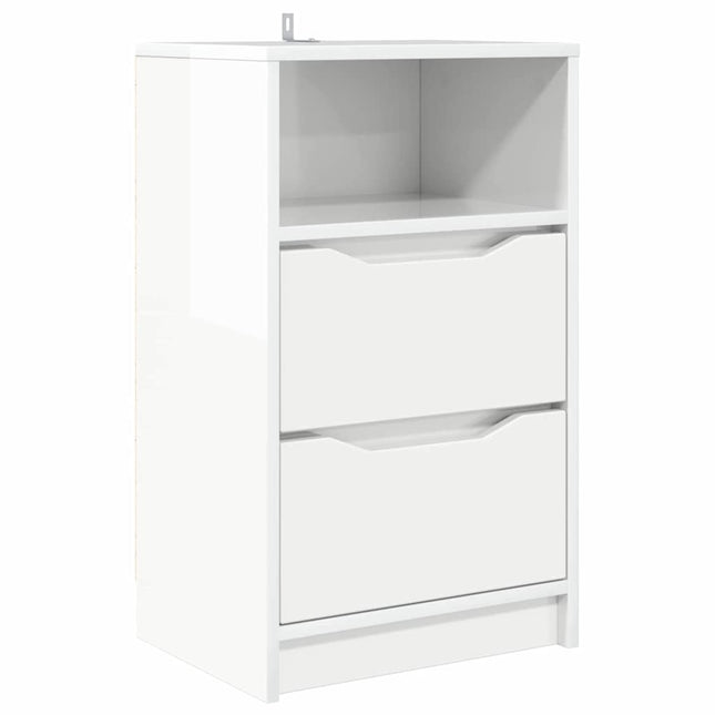 Sengebord Høj gloss hvid 40 x 30 x 467 cm Konstrueret træ
