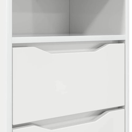 Sengeborde 2 stk. Hvid højglans 40 x 30 x 67 cm Konstrueret træ