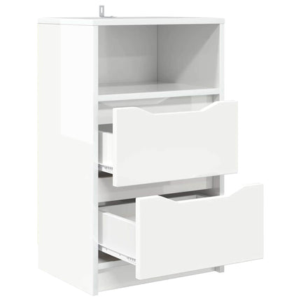 Sengeborde 2 stk. Hvid højglans 40 x 30 x 67 cm Konstrueret træ