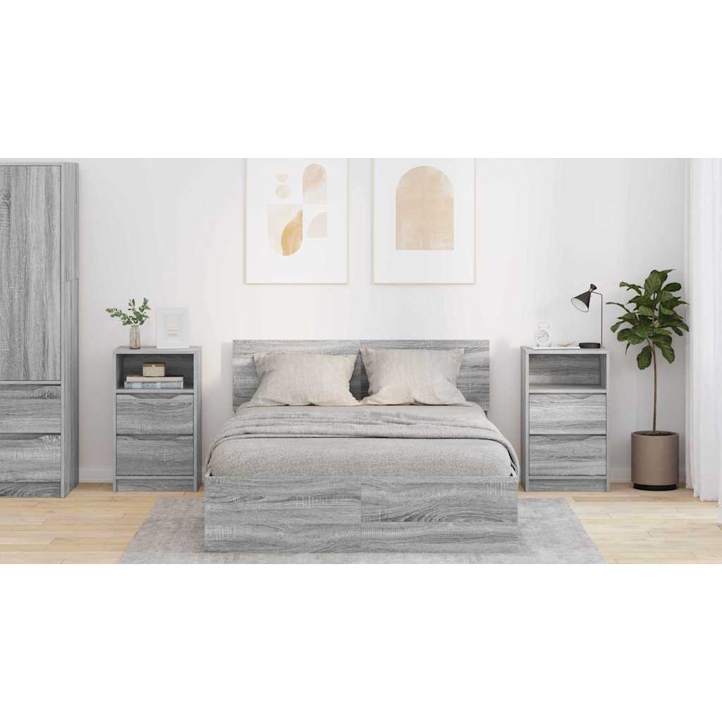 Sengeborde 2 pcs Grå Sonoma 40 x 30 x 467 cm Konstrueret træ
