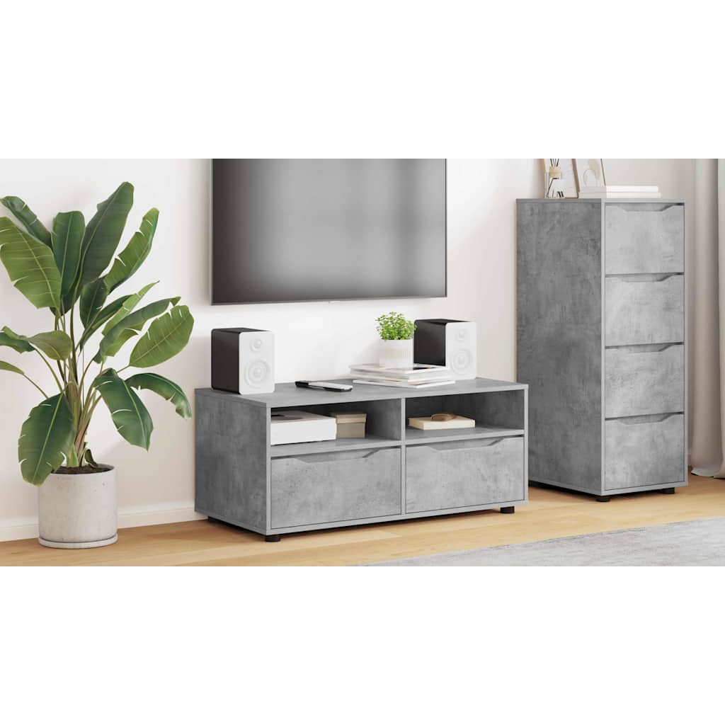 TV-skab med skuffe Beton Grå 100 x 48 x 43 cm Konstrueret træ