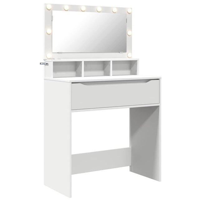 Soveværelsessminkeborde Hvid 80 x 39,6 x 135 cm Konstrueret træ