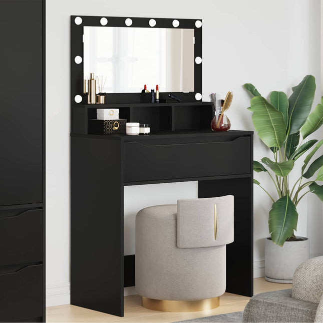 Soveværelsessminkeborde Sort 80 x 39,6 x 135 cm Konstrueret træ
