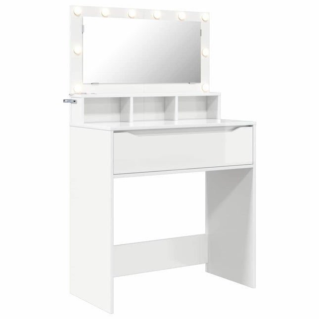 Soveværelsessminkeborde Høj gloss hvid 80 x 39,6 x 135 cm