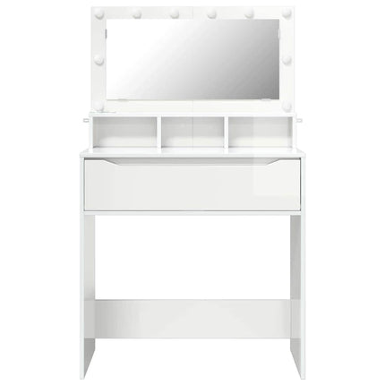 Soveværelsessminkeborde Høj gloss hvid 80 x 39,6 x 135 cm