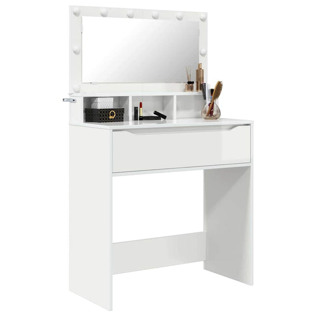Soveværelsessminkeborde Høj gloss hvid 80 x 39,6 x 135 cm