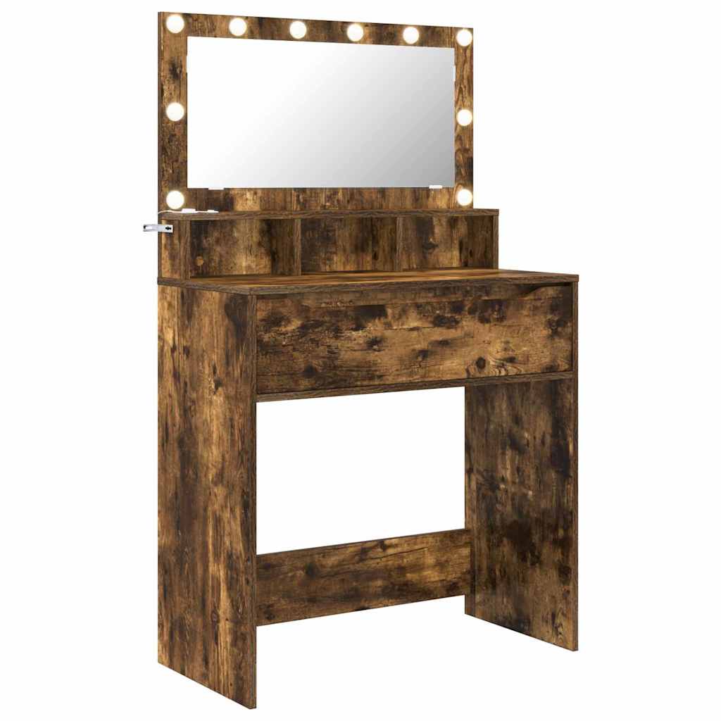 Soveværelsessminkeborde med skuffe Røget eg 80 x 39,6 x 135 cm