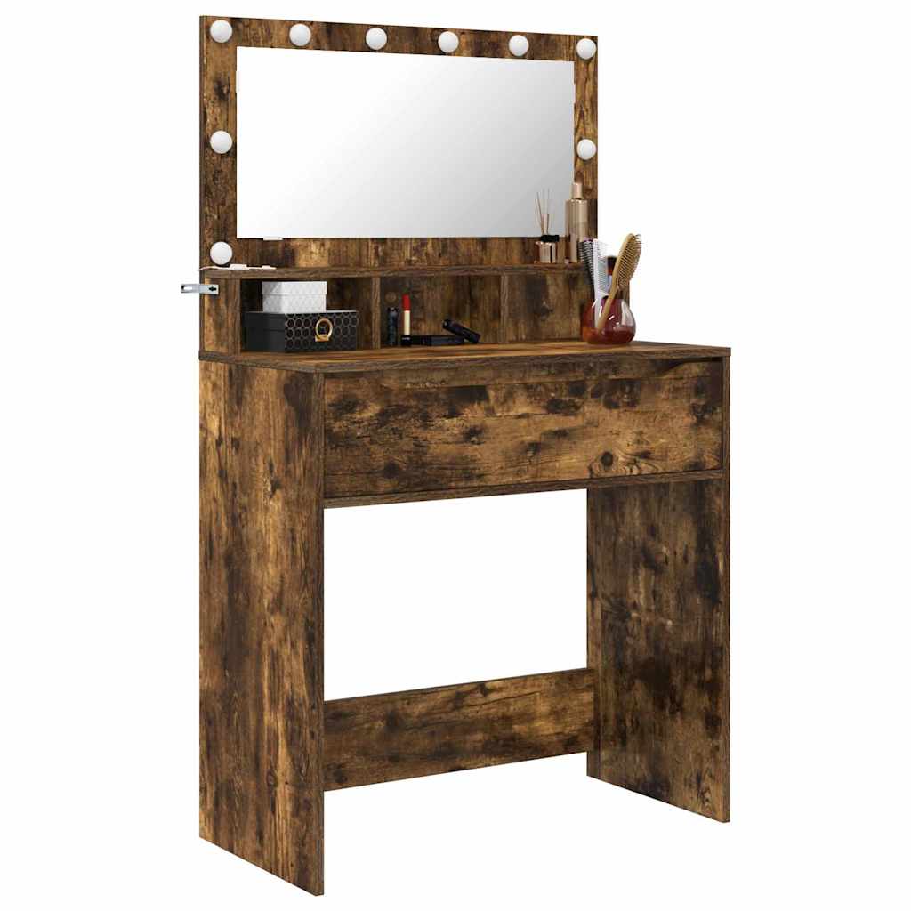 Soveværelsessminkeborde med skuffe Røget eg 80 x 39,6 x 135 cm