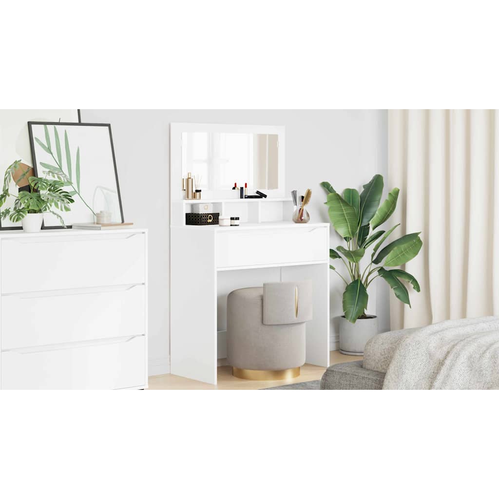 Soveværelsessminkeborde Hvid 80 x 39,6 x 135 cm Konstrueret træ