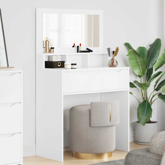 Soveværelsessminkeborde Hvid 80 x 39,6 x 135 cm Konstrueret træ