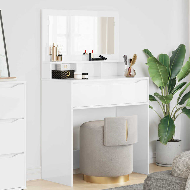 Soveværelsessminkeborde Høj gloss hvid 80 x 39,6 x 135 cm