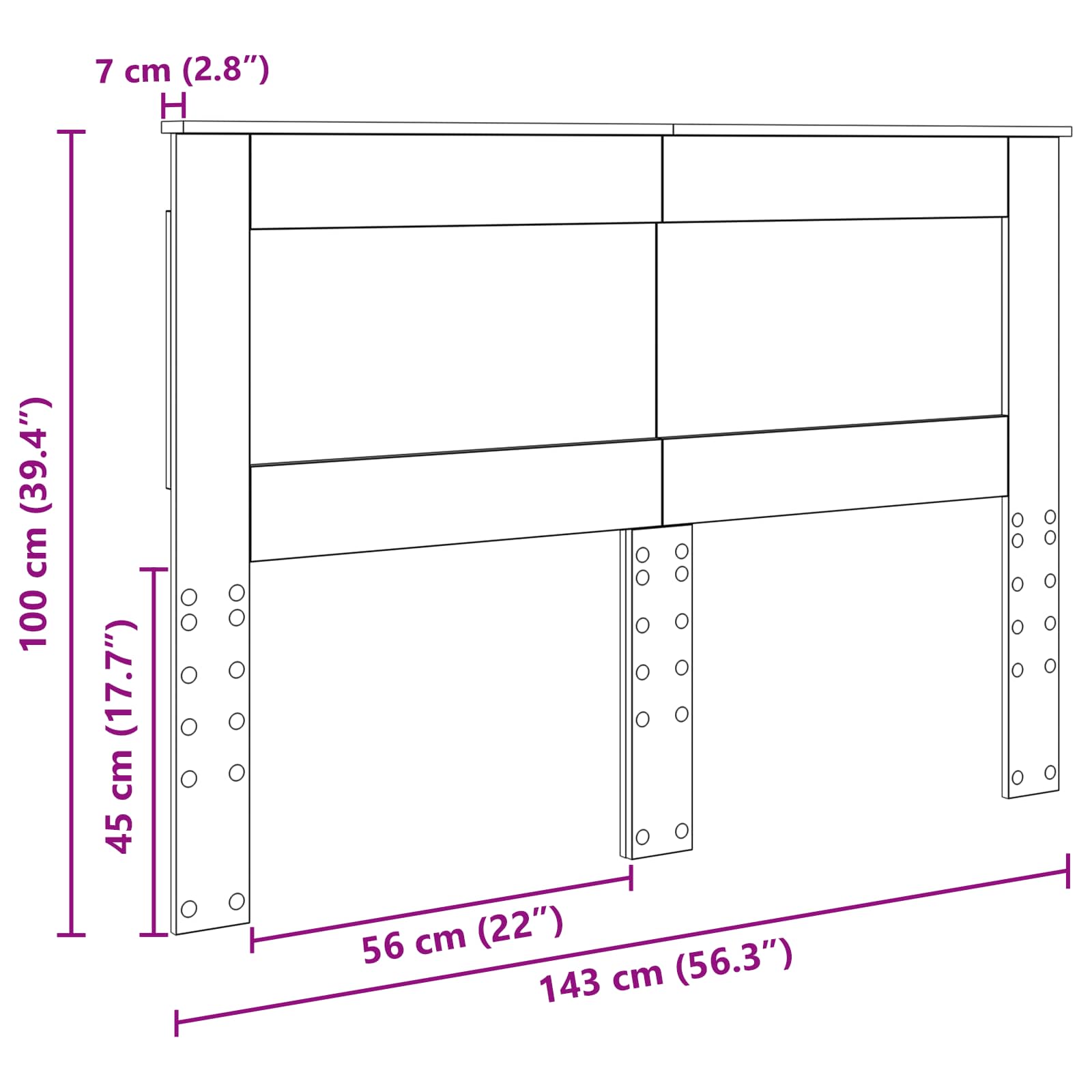 Hovedgærde med hovedgærde Sonoma eg 140 cm Konstrueret træ