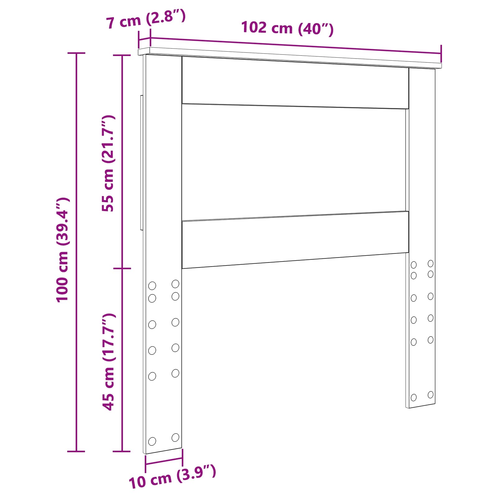 Hovedgærde med hovedgærde Hvid 100 cm Konstrueret træ