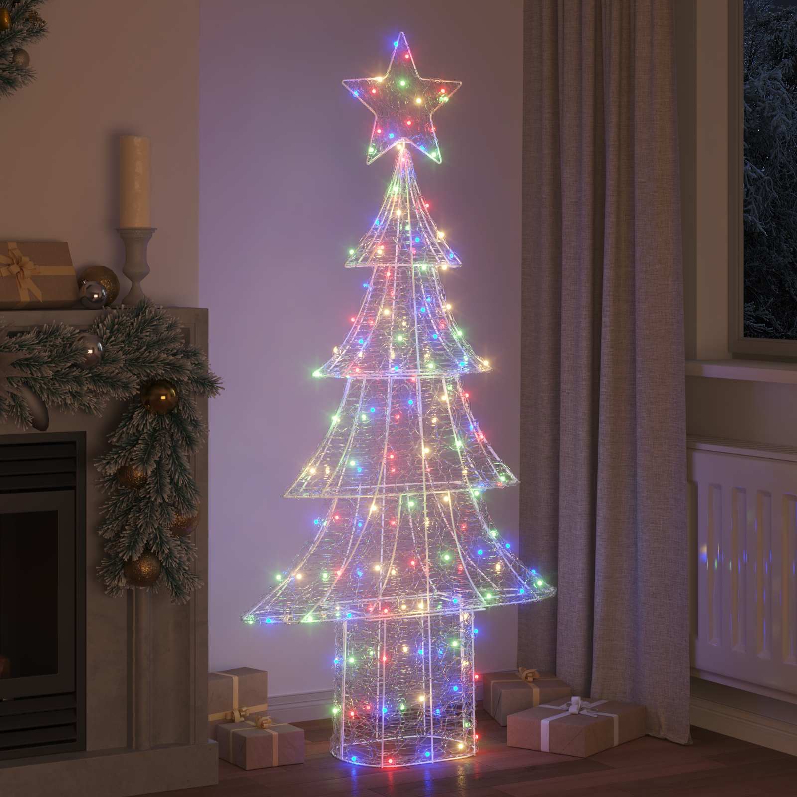 Juletræ med 240 LED'er Flerfarvet 180 cm Akryl
