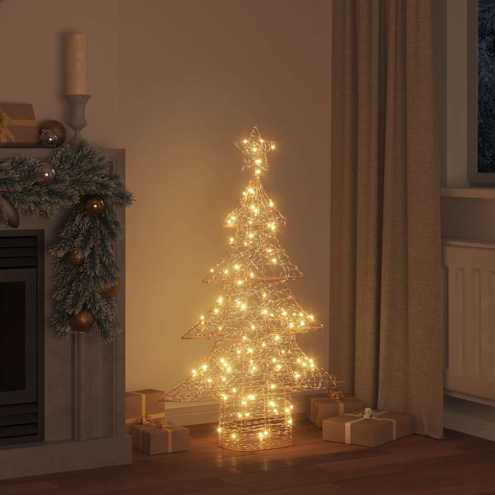 Juletræ med 120 LED'er Varm hvid 120,5 cm PET